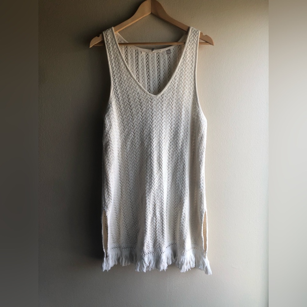 Anthropologie Women’s Cream Sleeveless Sweater Mid Dress Size M